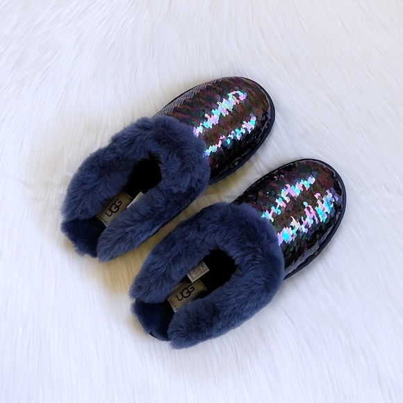 UGG Women’s Cluggette Sequin Navy Slippers - Picture 4 of 9